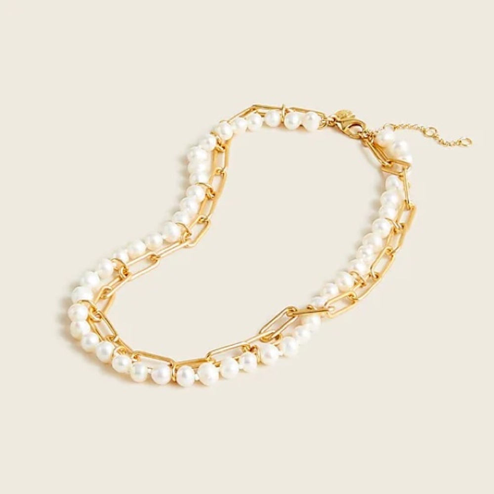 J. Crew Pearl-and-chain short necklace